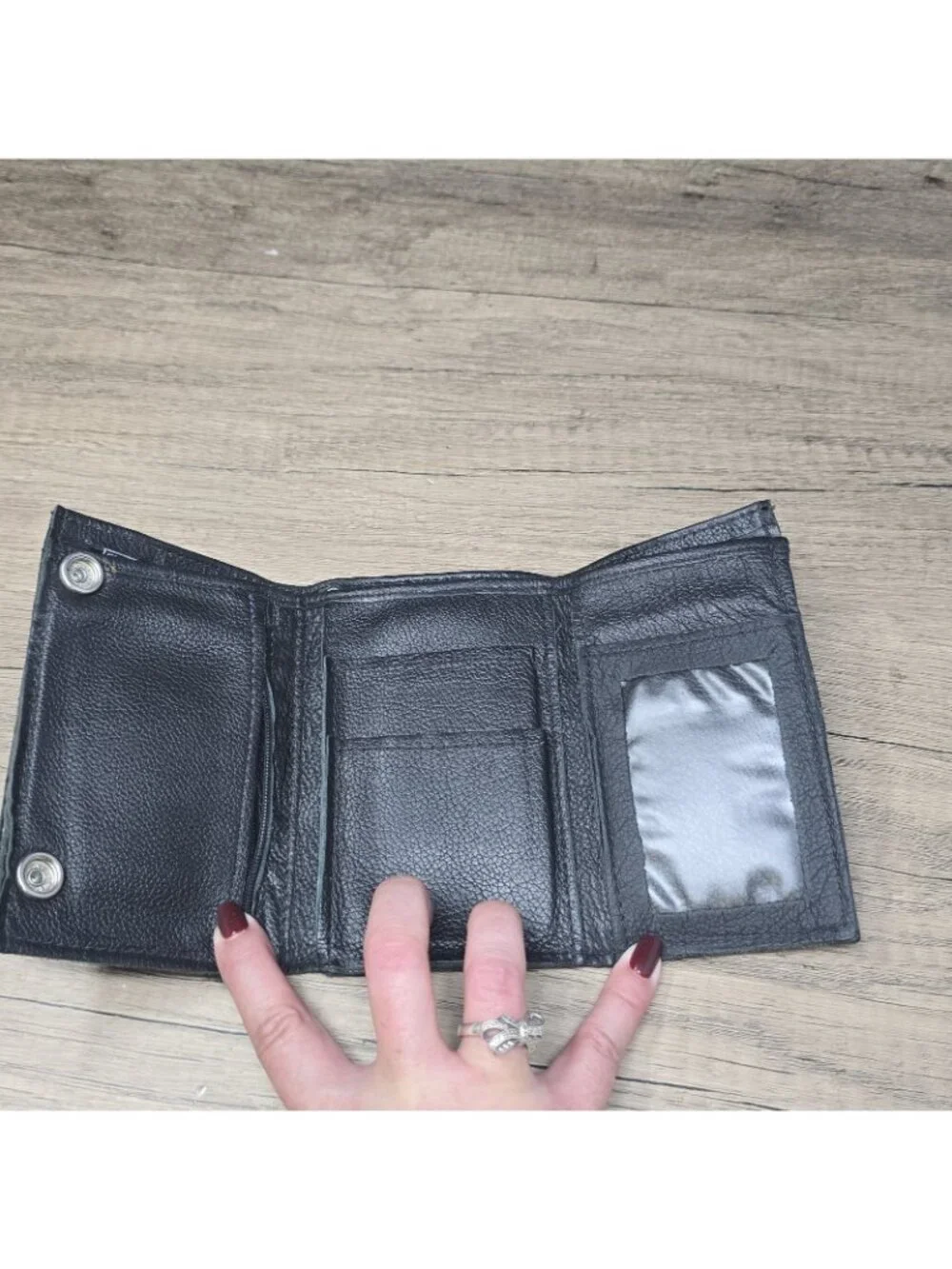Men's Harley Davidson Tri Fold Snap Folding Wallet Pebble Leather Vintage